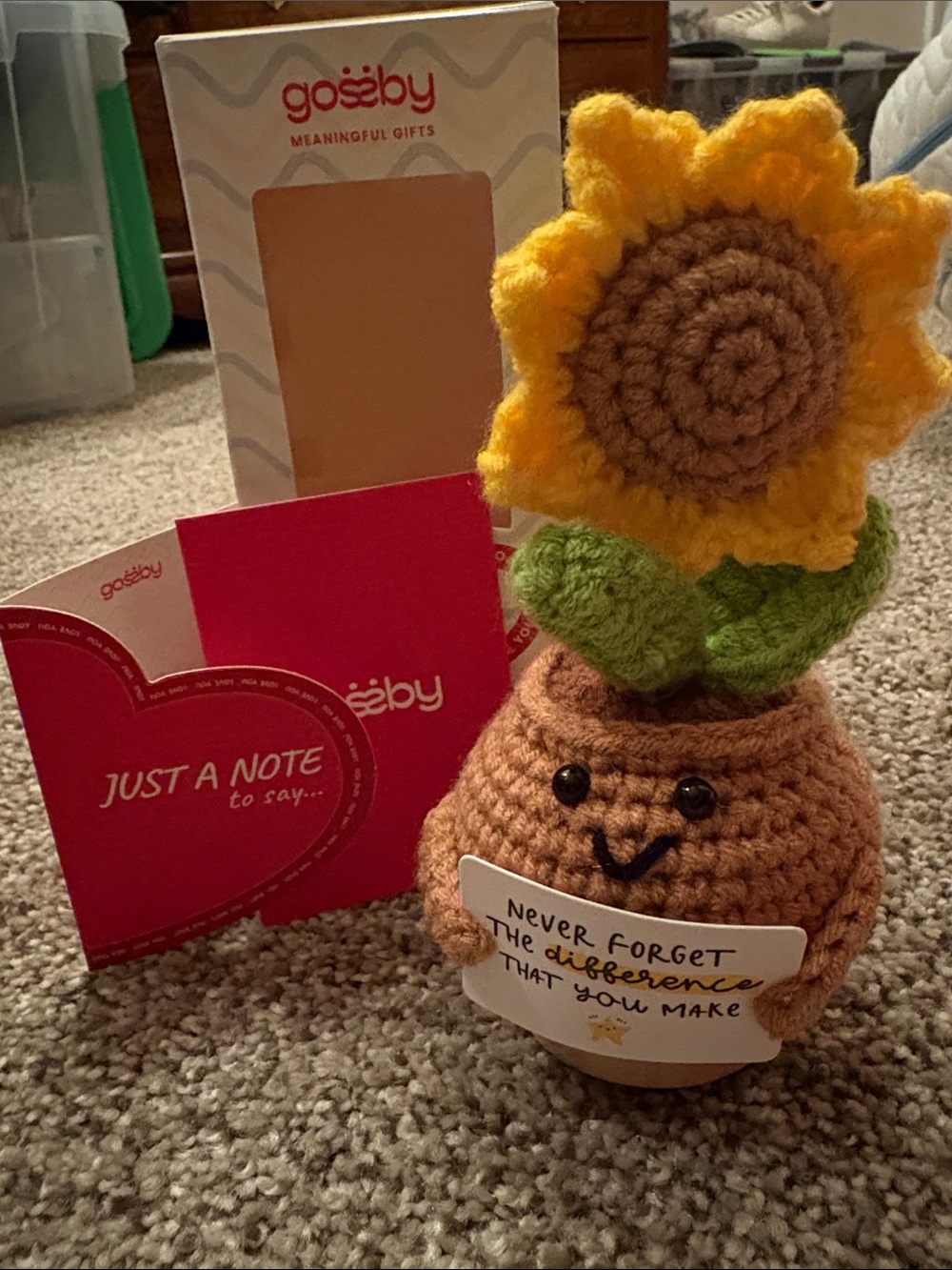 Yellow & Green Crochet Sunflower Home Accent -3 New in box